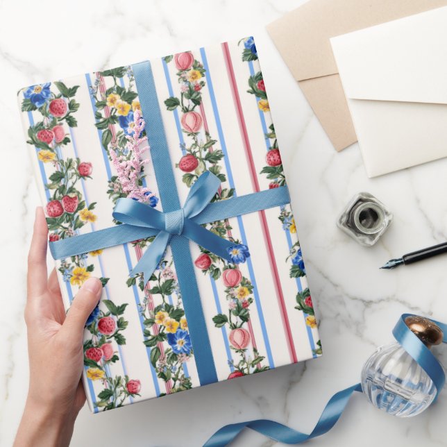 Papel De Regalo Hermosas fresas y novia floral (Regalar)