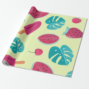 Papel De Regalo Hermosas frutas tropicales dejan el patrón de los