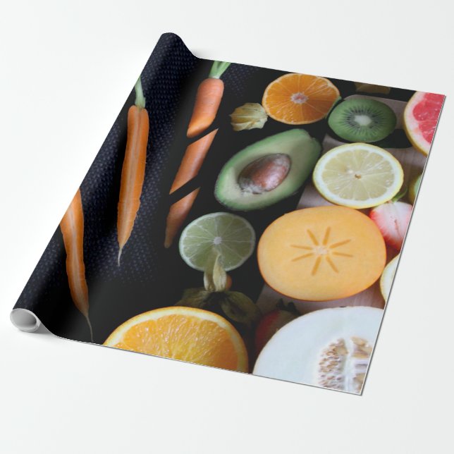 Papel De Regalo Hermosas Frutas Y Hortalizas (Desenrollado)