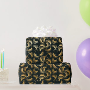 Papel De Regalo Hermosas hojas tropicales de oro y negro