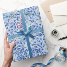 Papel De Regalo Hermosas hortensias azules - estampado floral