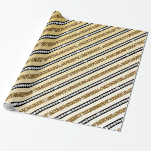Papel De Regalo Hermosas perlas blancas de oro burro purpurina