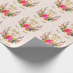 Papel De Regalo Hermosas pestañas Boho Love Reno Ciervos Florales