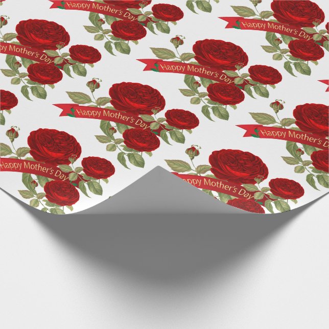 Papel De Regalo Hermosas rosas rojas del Día de la Madre (Esquina)