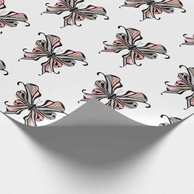 Papel De Regalo Hermosas y elegantes fantasías de mariposas negras (Esquina)