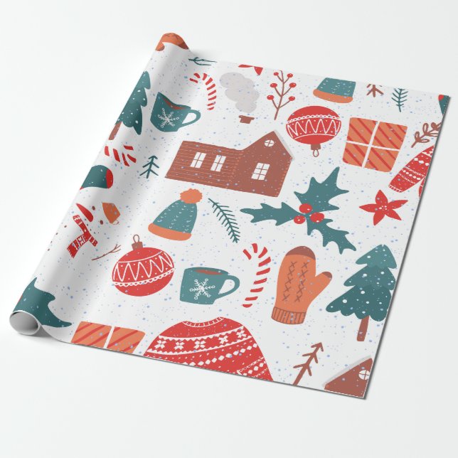 Papel De Regalo Hermoso árbol de Navidad colorido. (Desenrollado)