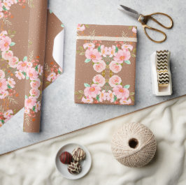 Papel De Regalo Hermoso arreglo de flores en marrón