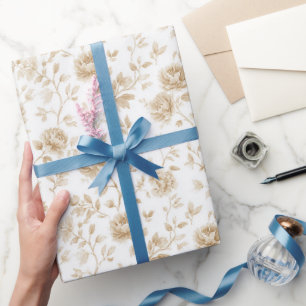 Papel De Regalo Hermoso baño de novia floral crema blanco