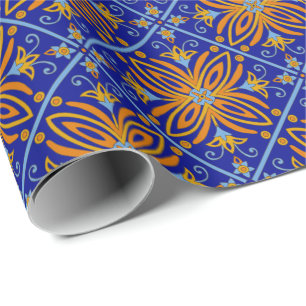 Papel De Regalo Hermoso Blue Boho Talavera Tile