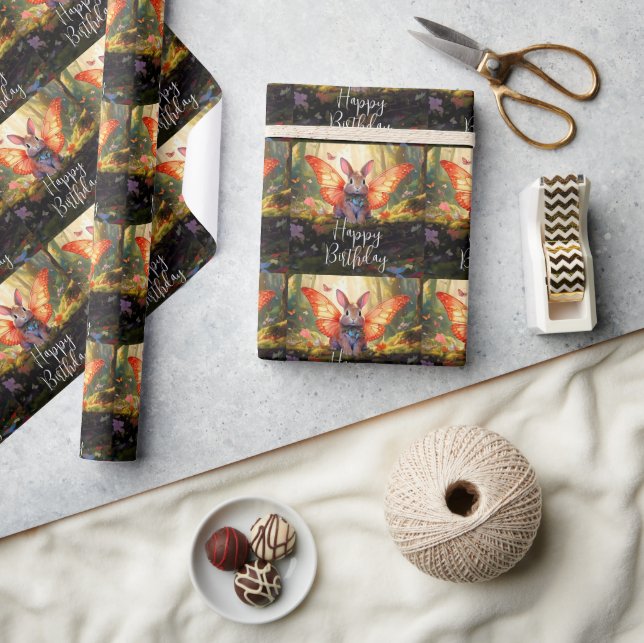 Papel De Regalo Hermoso bosque encantado Feliz cumpleaños (Artesanía)