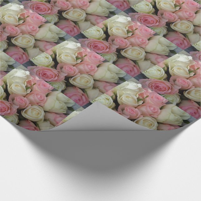 Papel De Regalo Hermoso Bouquet de flores de rosas blancas rosas (Esquina)