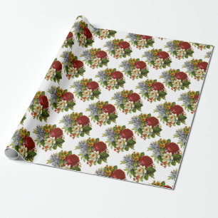 Papel De Regalo Hermoso Bouquet Romántico de Verano con Rosa Roja