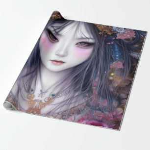 Papel De Regalo Hermoso Chica japonés Gótico Fantasía Triptych