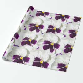 Papel De Regalo hermoso collage de acuarelas de pansias blancas