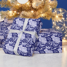 Papel De Regalo Hermoso Conejo Azul y Blanco Oscuro Dedham Delft