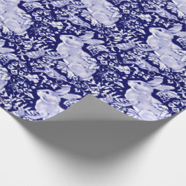 Papel De Regalo Hermoso Conejo Azul y Blanco Oscuro Dedham Delft