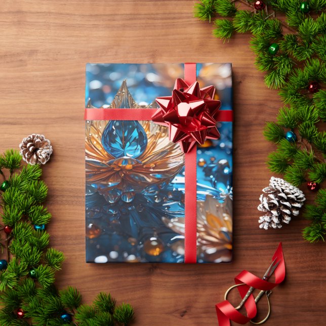 Papel De Regalo Hermoso cristal azul y blanco (Regalo de vacaciones)