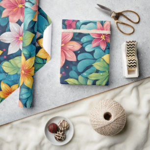 Papel De Regalo Hermoso diseño floral tropical