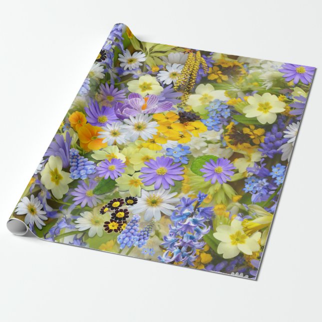 Papel De Regalo Hermoso Diseño Floral Vivid (Desenrollado)