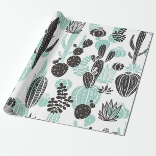 Papel De Regalo Hermoso doodle de cactus dibujado a mano sin fisur