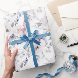 Papel De Regalo Hermoso Flores Lavanda Marfil Morado Baño de Novia