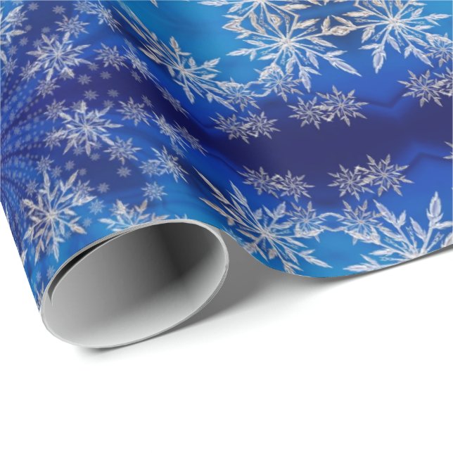 Papel De Regalo Hermoso Guay Grandes Navidades Blue Snowflake (Esquina del rollo)