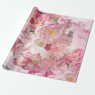 Papel De Regalo Hermoso jardín de flores rosadas