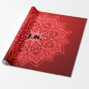 Papel De Regalo Hermoso Mandala Rojo con Monograma