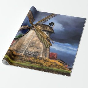 Papel De Regalo Hermoso paisaje de molino de viento holandés - Di
