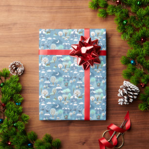 Papel De Regalo Hermoso paisaje invernal azul verdoso y nieve