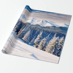 Papel De Regalo Hermoso paisaje invernal con árboles cubiertos de 