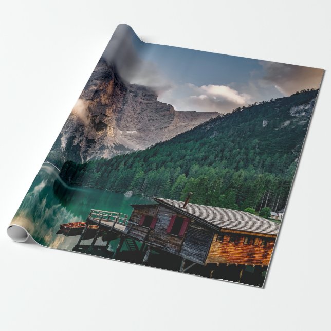 Papel De Regalo Hermoso paisaje montañoso y lacustre de Italia (Desenrollado)