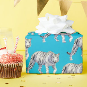 Papel De Regalo Hermoso patrón azul del tigre blanco bengalí