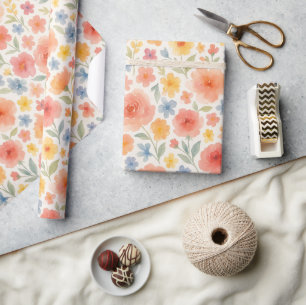 Papel De Regalo Hermoso Patrón de Arte Floral Francés Chic Desgast
