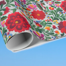 Papel De Regalo Hermoso patrón de bordado floral mexicano Wrappi