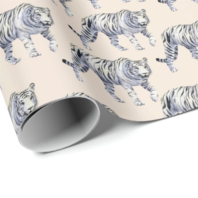 Papel De Regalo Hermoso patrón de crema de tigre blanco bengalí (Esquina del rollo)