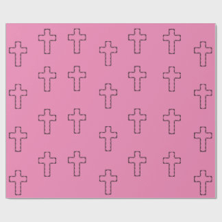 Papel De Regalo Hermoso patrón de cruz delineada en rosa