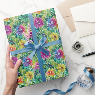 Papel De Regalo Hermoso patrón de flor acuarela