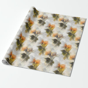 Papel De Regalo Hermoso patrón de flores de rosa amarilla