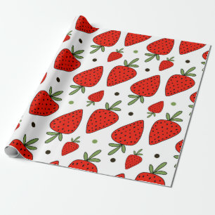 Papel De Regalo Hermoso patrón de fresas rojas sin fisuras