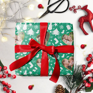 Papel De Regalo Hermoso patrón de invierno Foto Collage Navidad