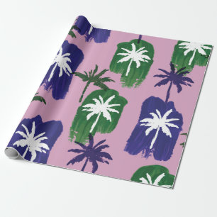 Papel De Regalo Hermoso patrón de palmeras pintadas a mano en rosa