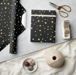 Papel De Regalo Hermoso patrón estrella de cielo estrellado negro 
