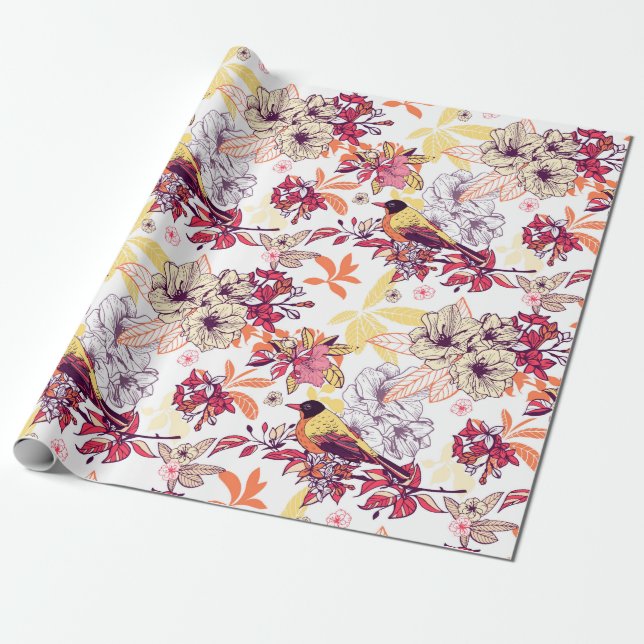 Papel De Regalo Hermoso patrón floral (Desenrollado)