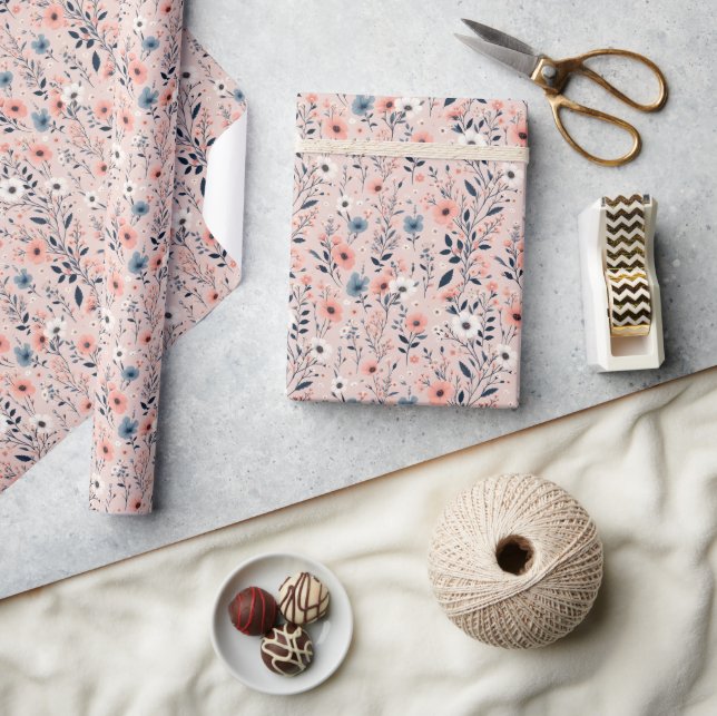 Papel De Regalo Hermoso patrón floral (Artesanía)