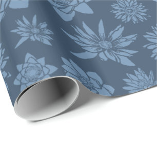 Papel De Regalo Hermoso patrón floral azul oscuro