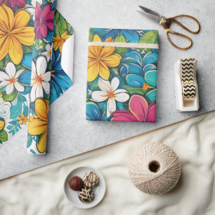 Papel De Regalo Hermoso patrón floral brillante y vibrante
