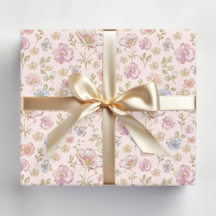 Papel De Regalo Hermoso patrón floral de flores vintage