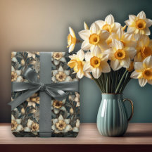 Hermoso patrón floral de narcisos barrocos de prim