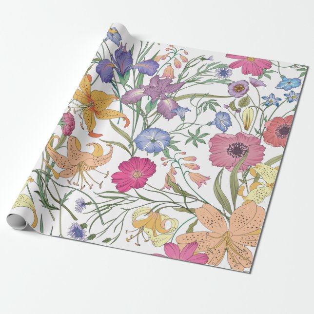 Papel De Regalo Hermoso patrón floral sin fisuras. Ilustración de  (Desenrollado)